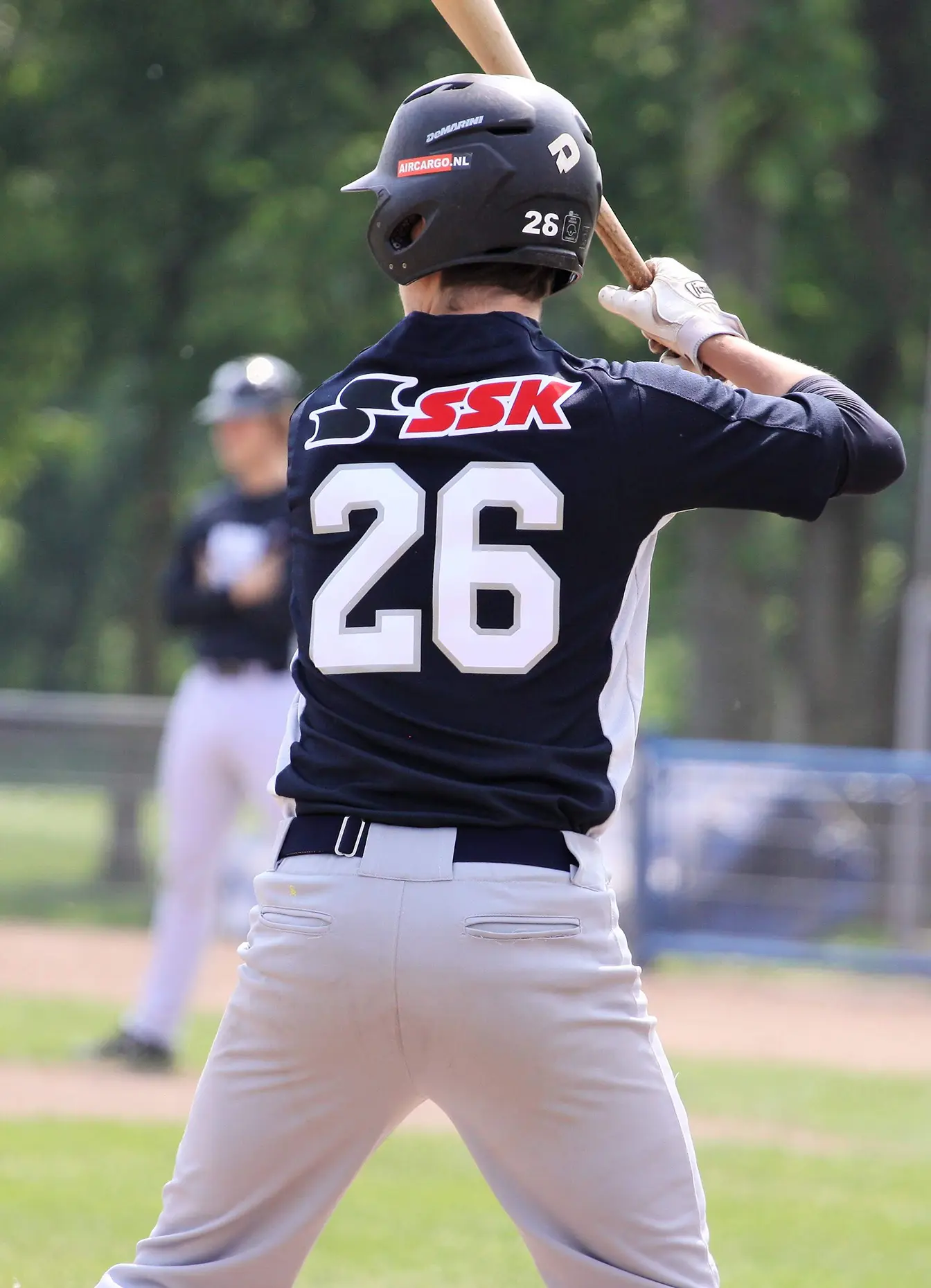 Daan Groenewoud die honkbal aan het spelen is