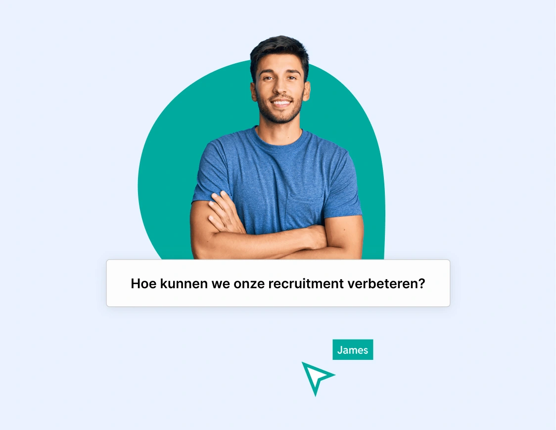 Man in blauw t-shirt met de vraag 