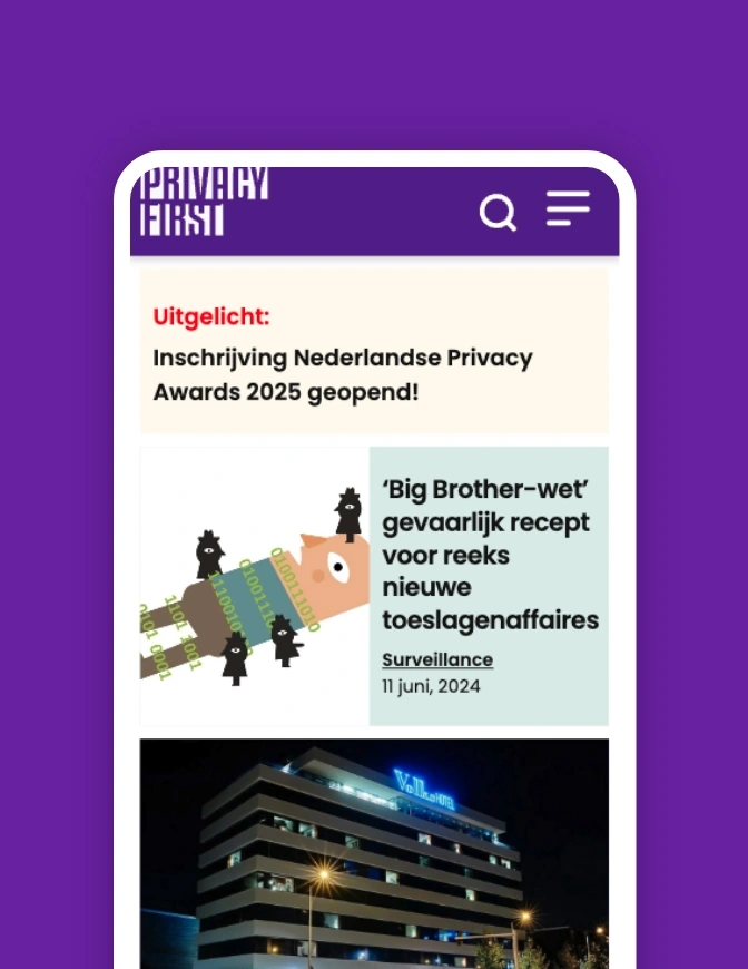 Afbeelding van de website van Privacy First