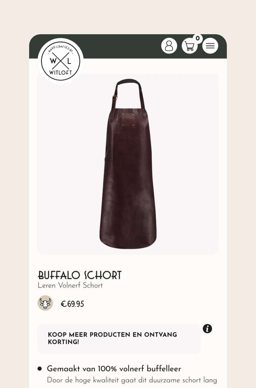Witloft website met een product pagina